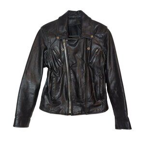 Womens‎ Leather Motorcycle Jacket Pockets Biker Zipper